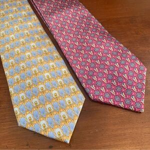 Faberge Luxury Silk Handmade Neck Tie multicolor lot of 2